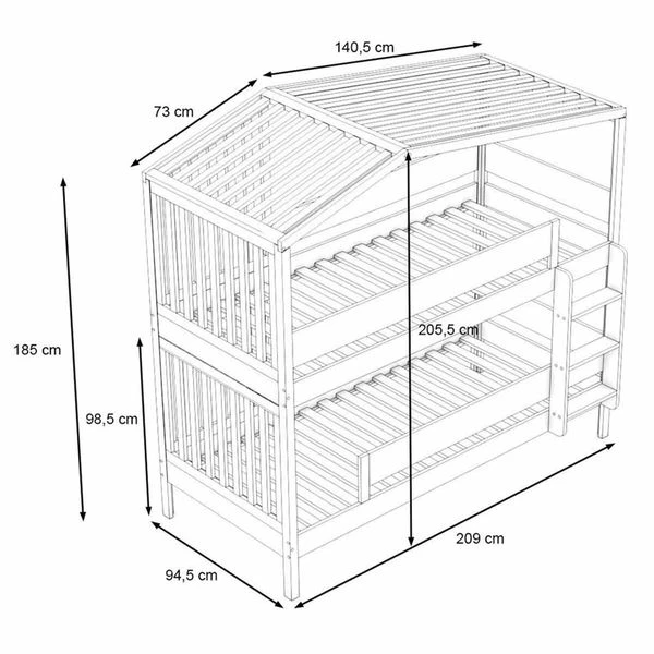 Nature Kid Yuna Etagenbett Weiß Liegefläche 90 X 200 Cm – Bild 3