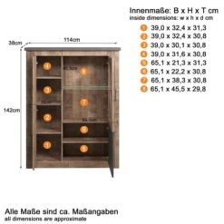 Trendteam Georgia Vitrine Halbhoch Tabak Eiche/Matera -Baby Life Verkauf georgia wo 1735 035 48 bema t freisteller