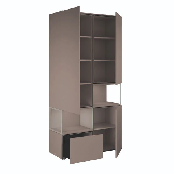 Hülsta Neo Wohnwand Vitrine 1 Schubkasten Und 3 Türen Lack Grau 2 Hülsta Neo Wohnwand Vitrine 1 Schubkasten Und 3 Türen Lack Grau – Bild 2