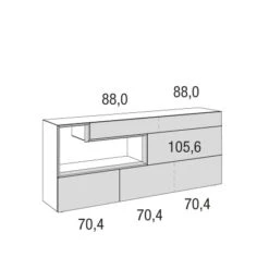 Hülsta Tetrim Sideboard 5R - Lack-Ausführung Mit Offenem Fach Und 4 Schubladen -Baby Life Verkauf tetrim sideboard5r strich